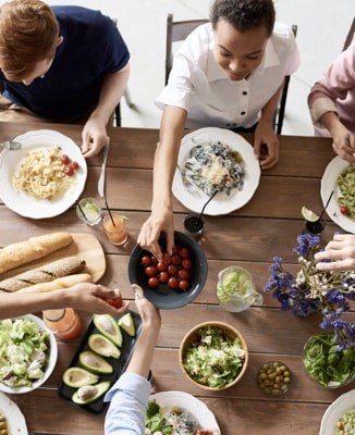 Happy people dining