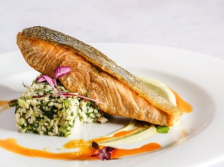 Salmon fillet with buckwheat summer salad